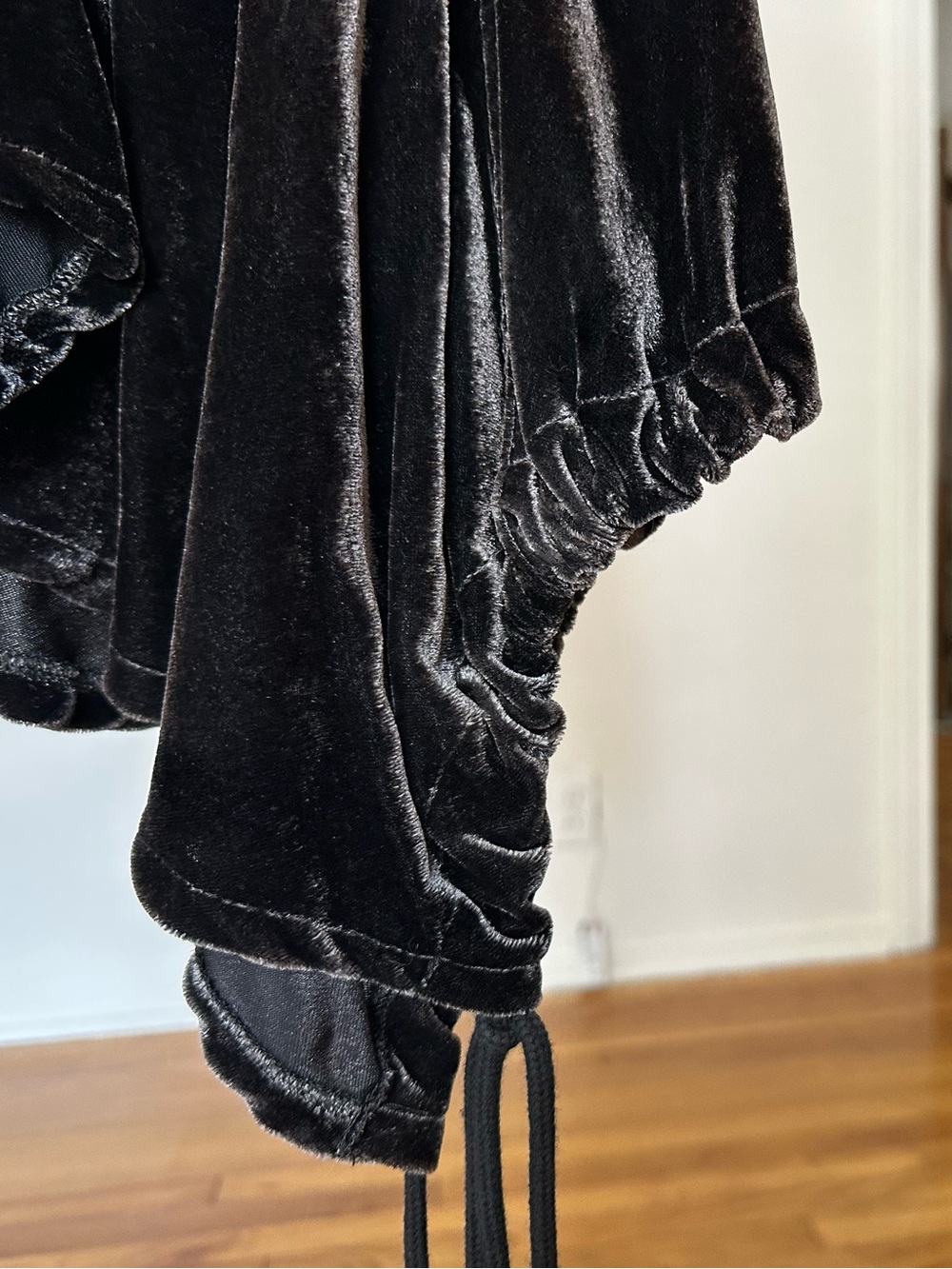 Free People Black Velvet Asymmetrical Drawstring Skirt size 4 - Picture 9 of 13